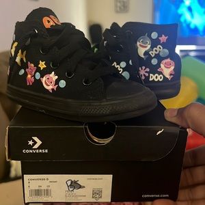 Converse Size 8 Black Baby Shark